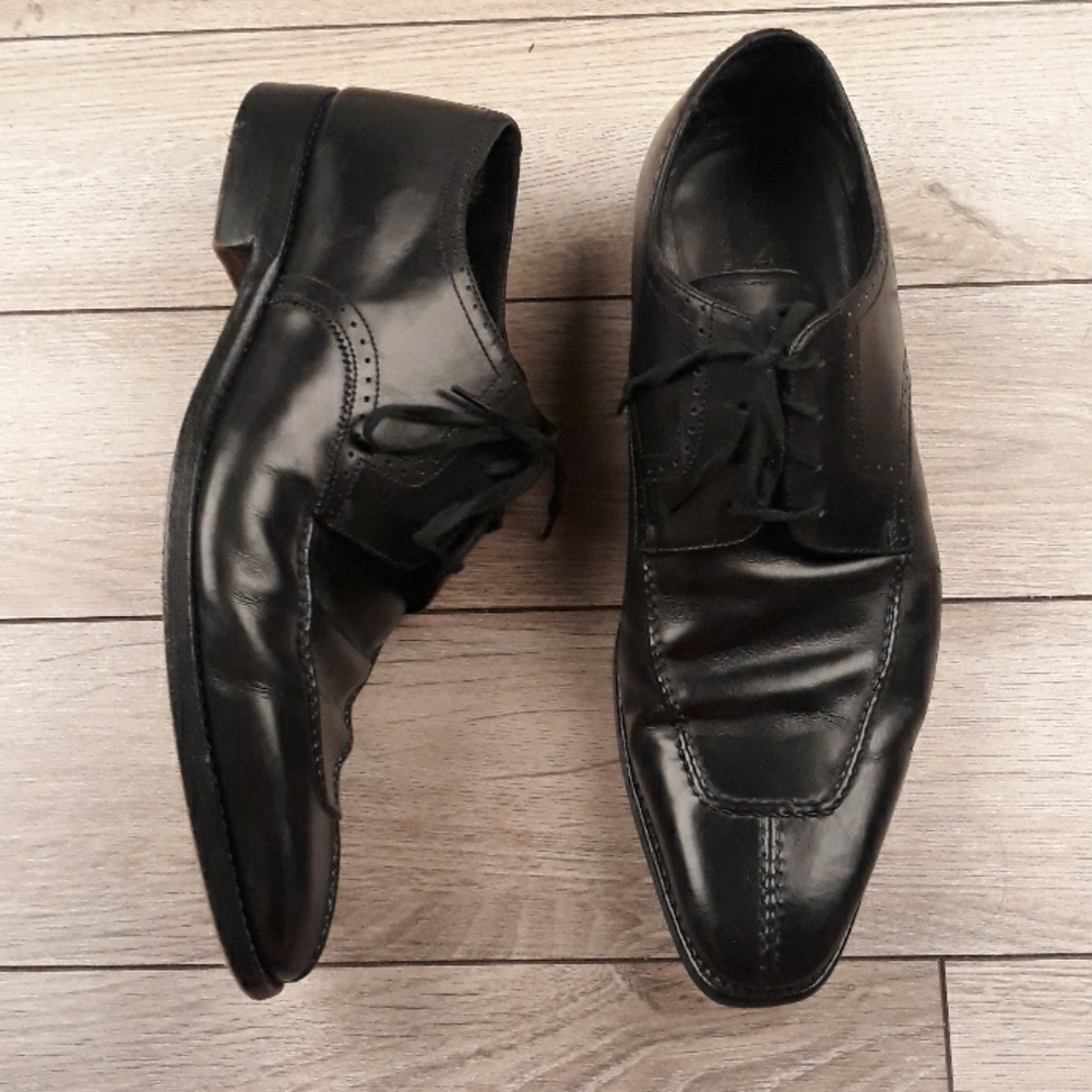 CANALI Black Leather Oxfords Sz 42 / 9 US Split Toe Mens Lace Up Dress Shoes‎